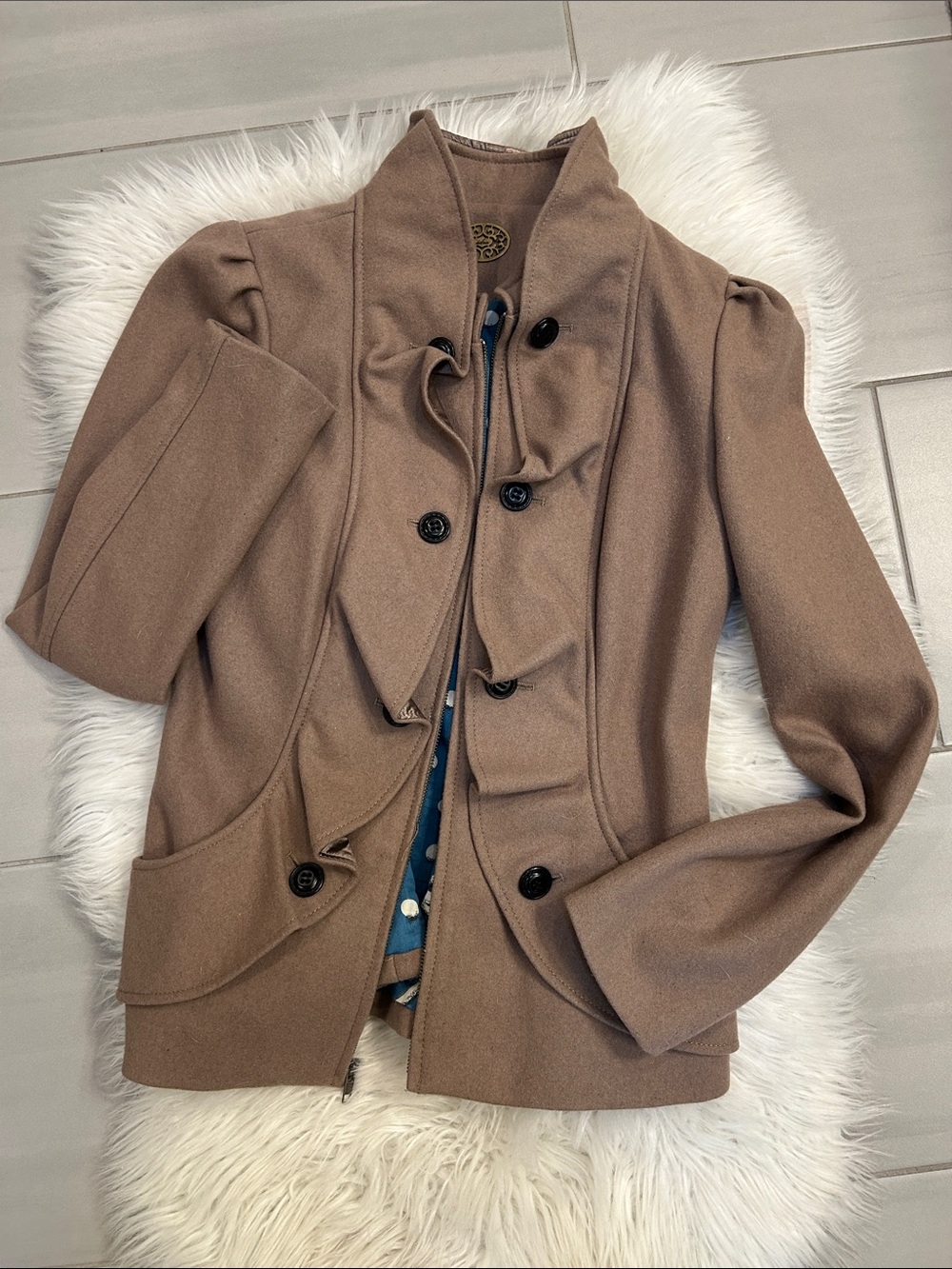 Idra for Anthropologie Wool Ruffled Jacket
